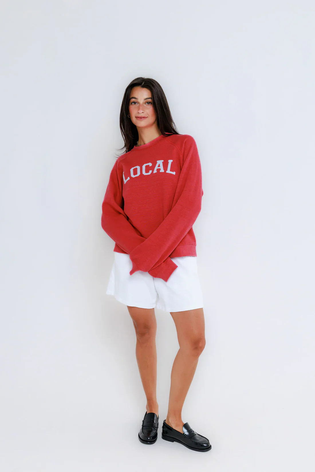 Local Raglan Crew in Heathered Red