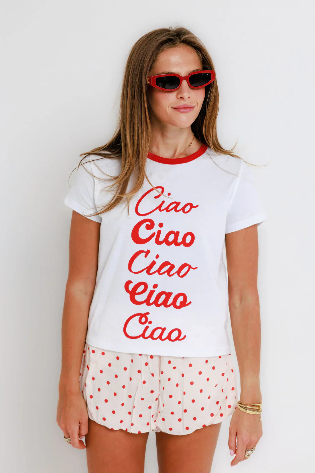 Ciao Tee in White/Red