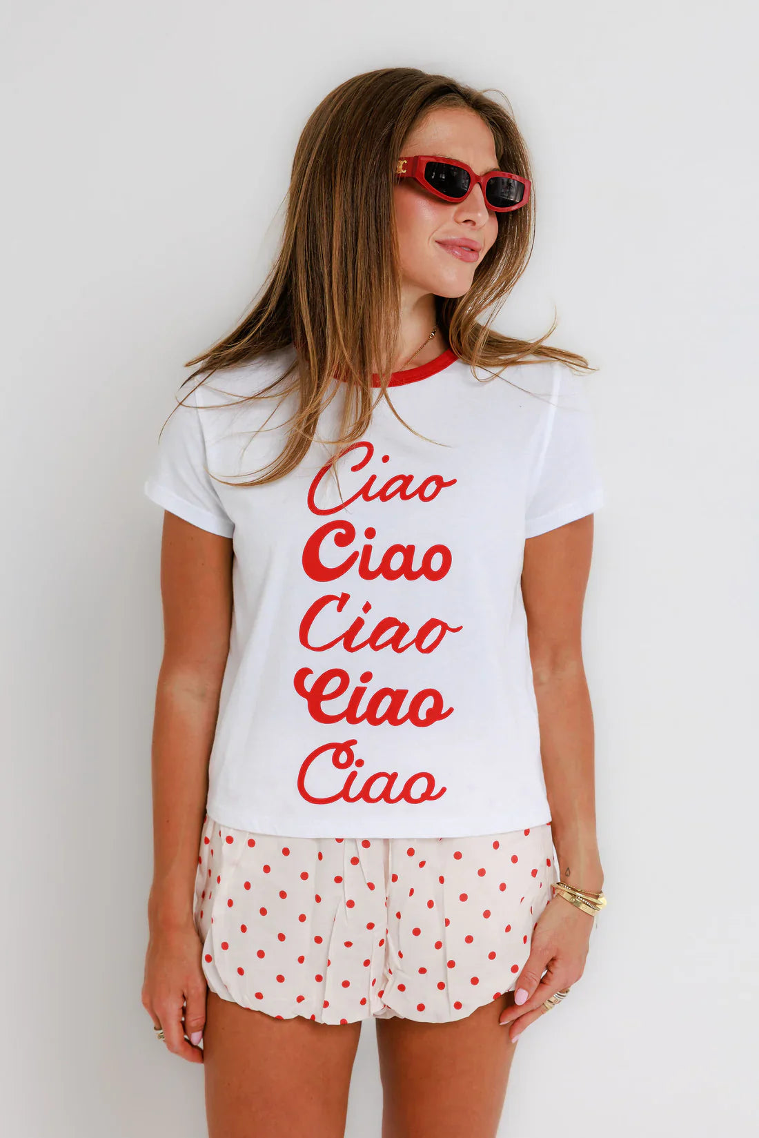 Ciao Tee in White/Red