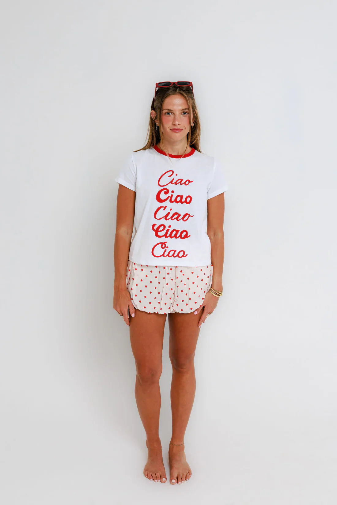Ciao Tee in White/Red