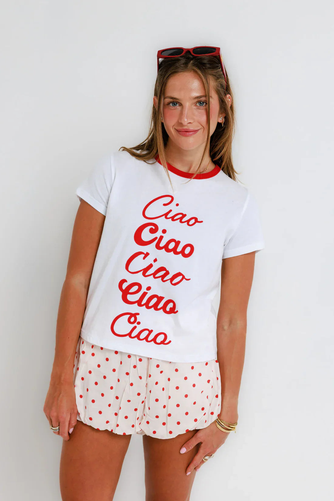 Ciao Tee in White/Red
