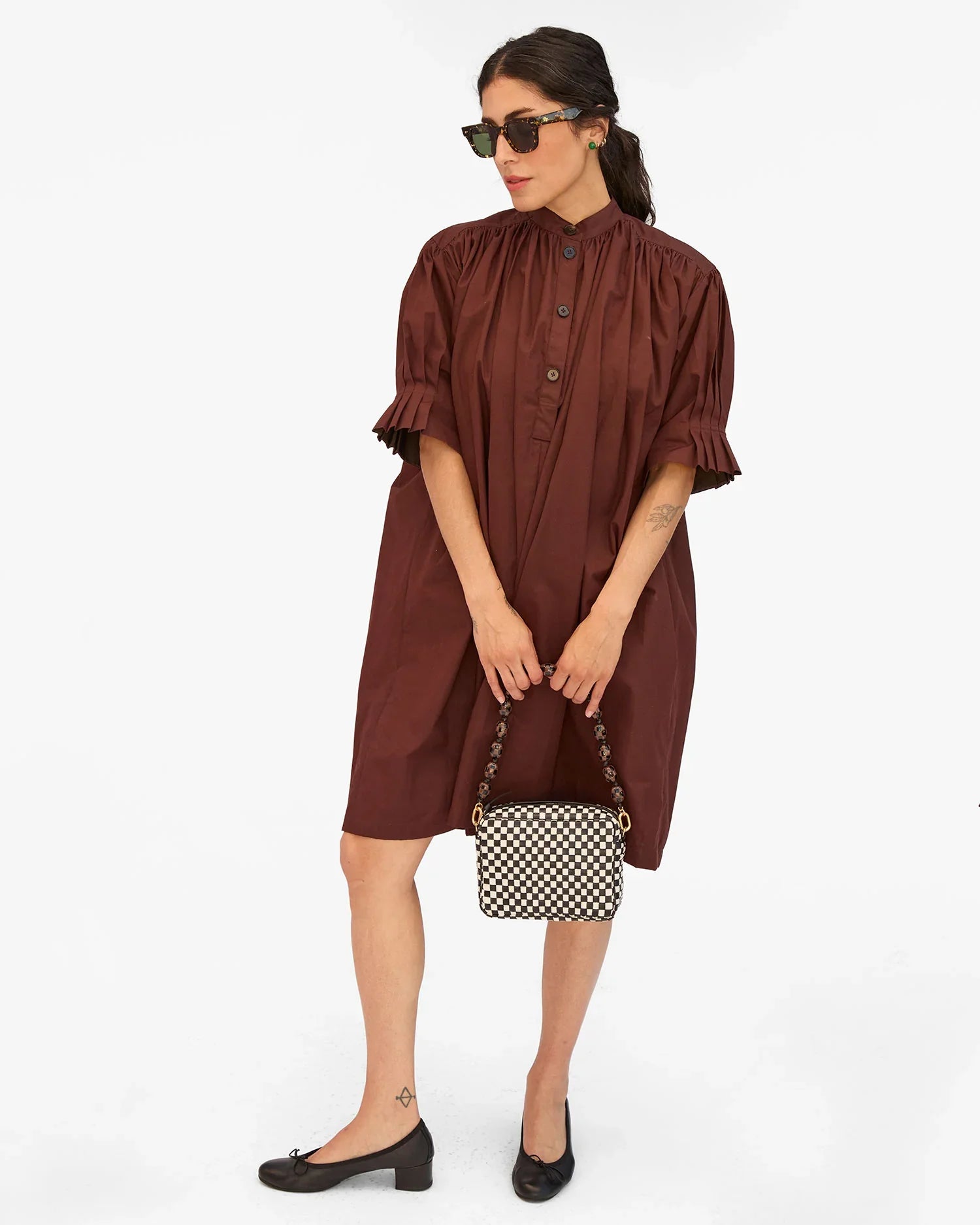 Shortie Strap in Black/Brown Checker