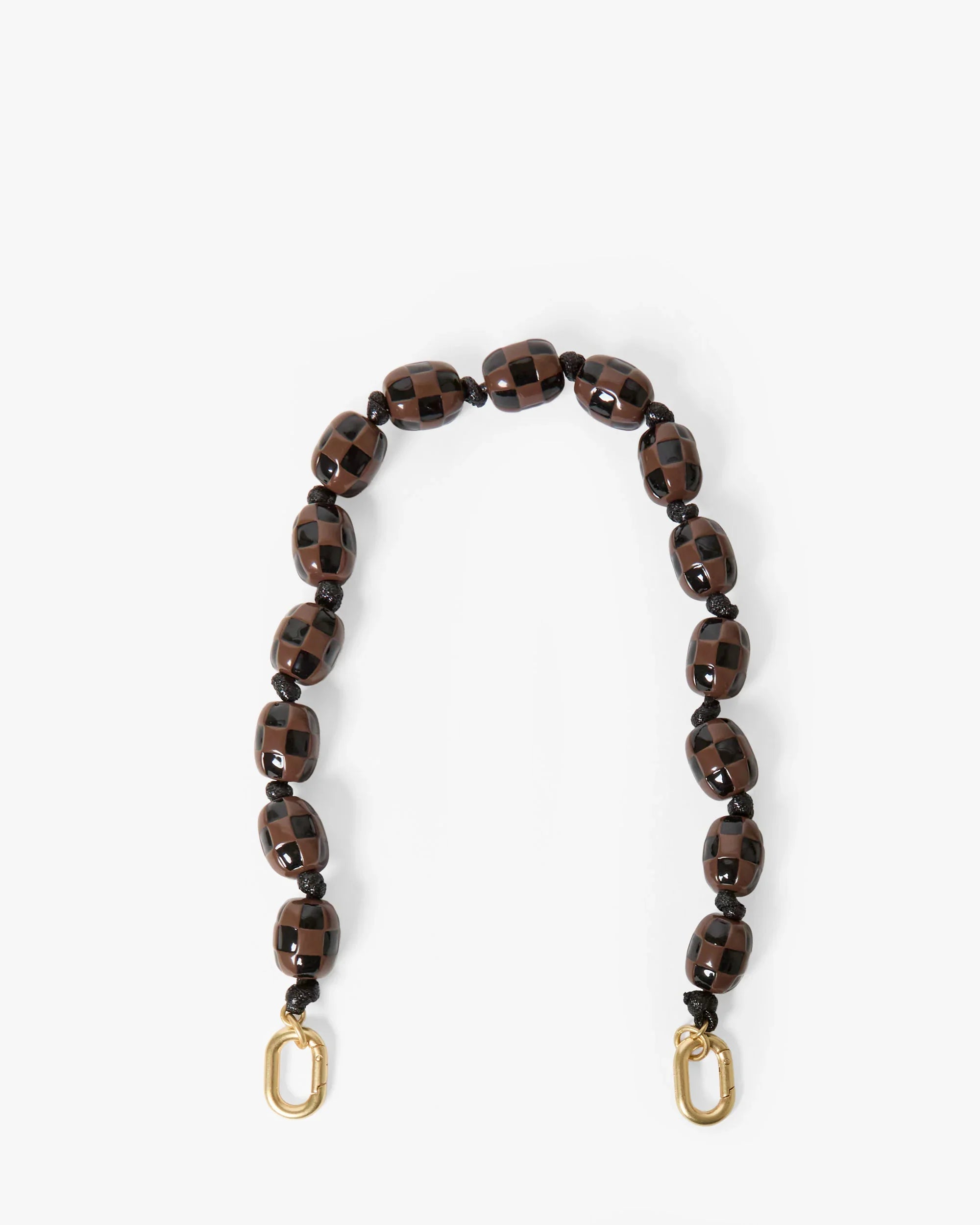 Shortie Strap in Black/Brown Checker