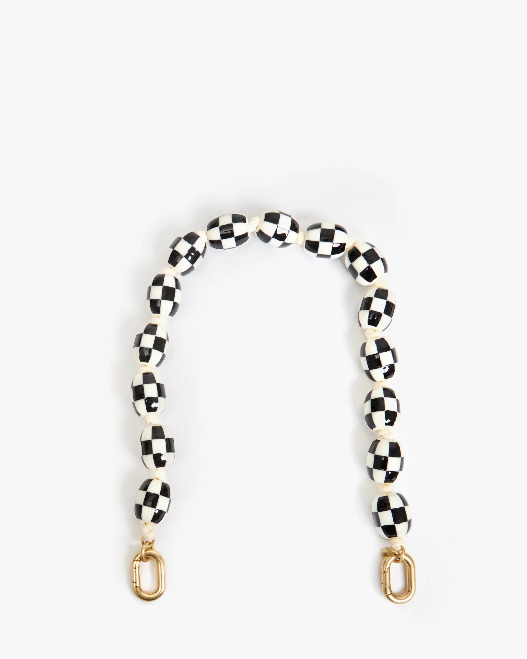 Shortie Strap in Cream/Black Checker
