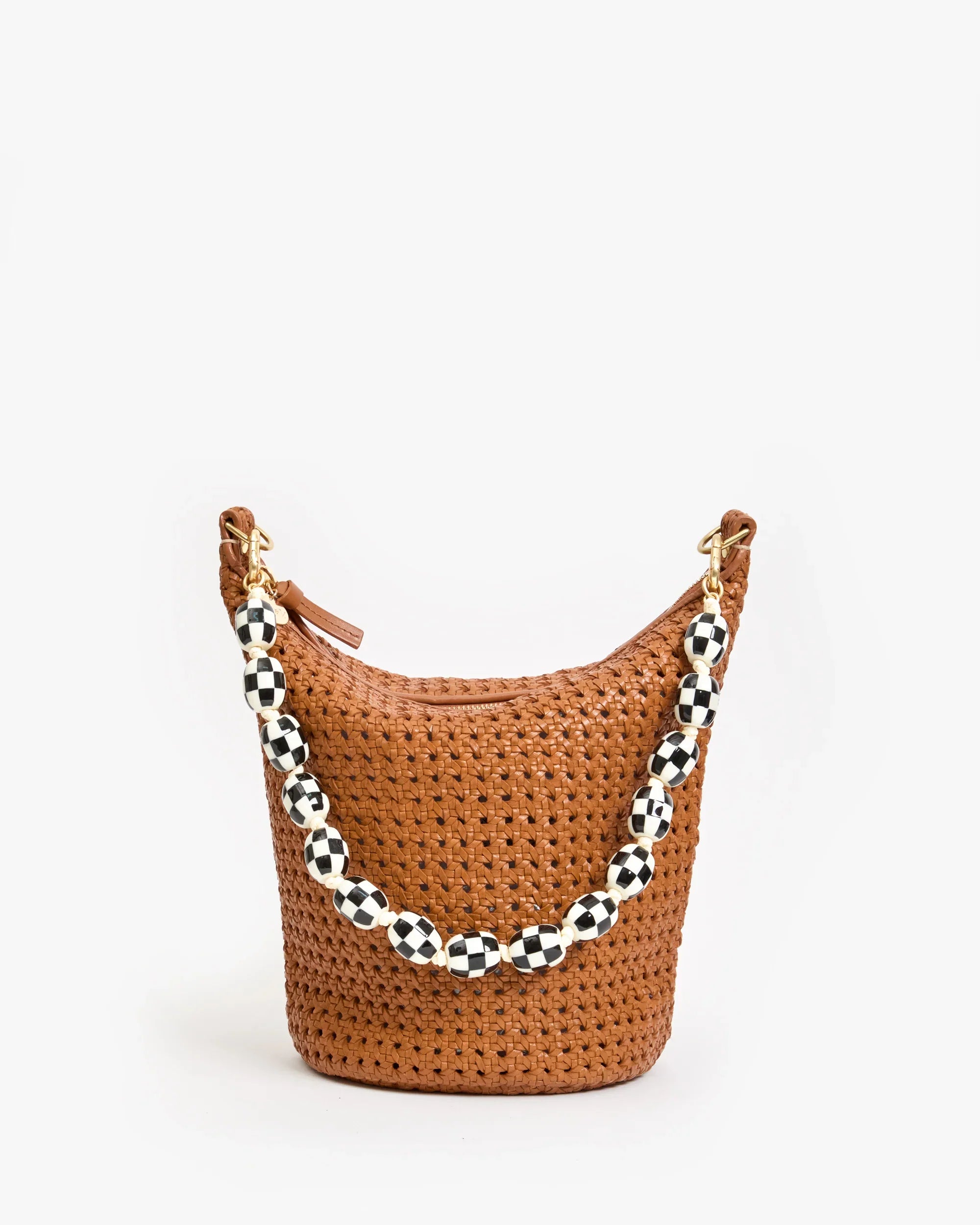 Shortie Strap in Cream/Black Checker