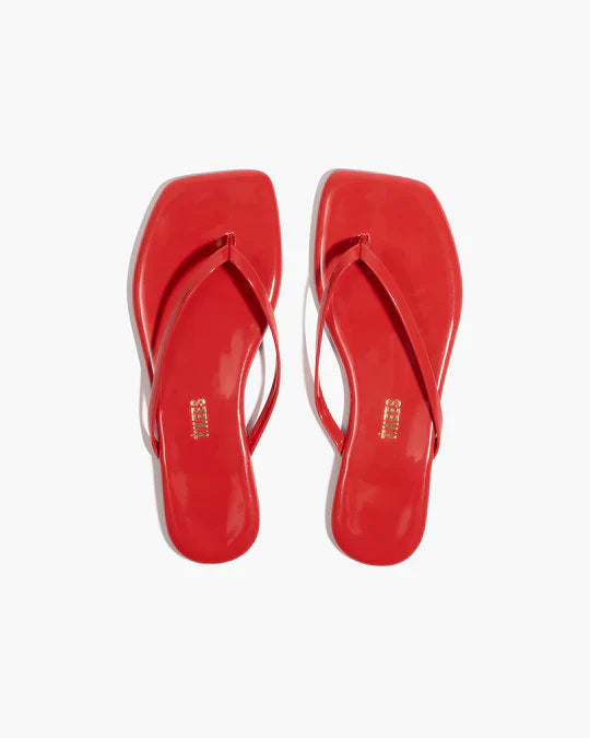Square Toe Lily Flip Flop in Red Gloss