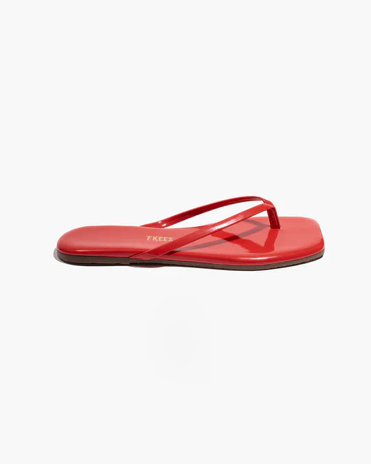 Square Toe Lily Flip Flop in Red Gloss