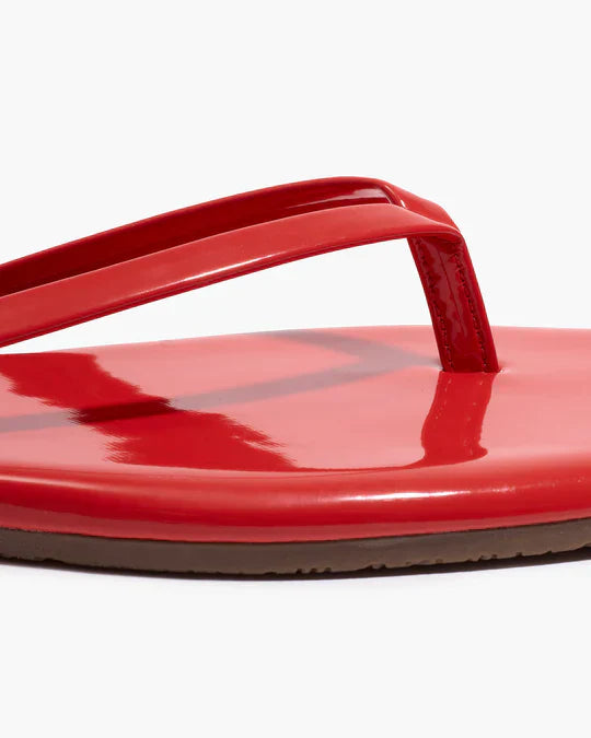Square Toe Lily Flip Flop in Red Gloss