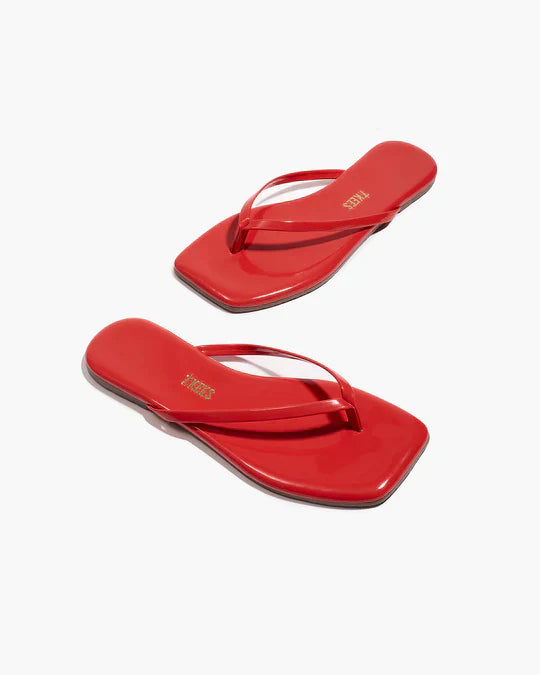 Square Toe Lily Flip Flop in Red Gloss