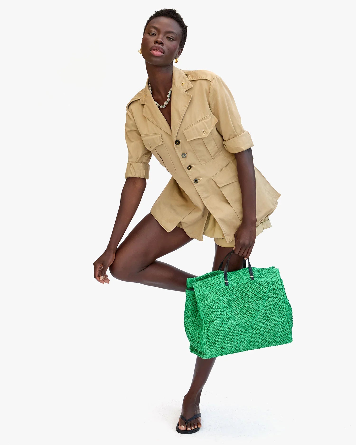 Summer Simple Tote in Green Apple Raffia