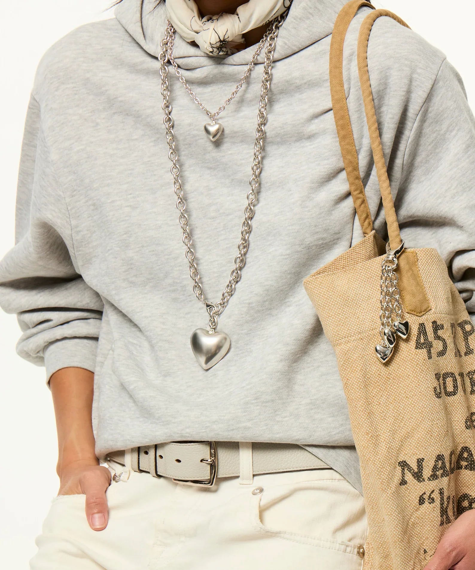 The Mini Puffy Heart Bag Charm in Silver