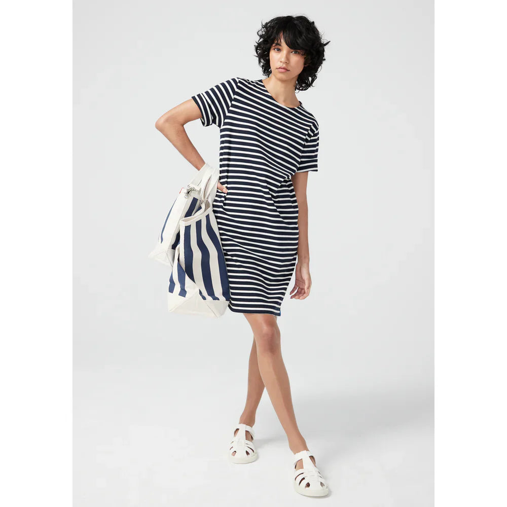 The Tee Dress in Navy/Cream