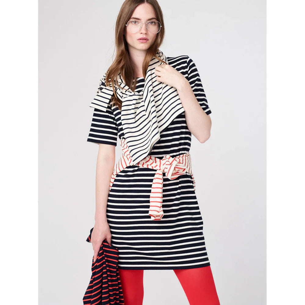 The Tee Dress in Navy/Cream