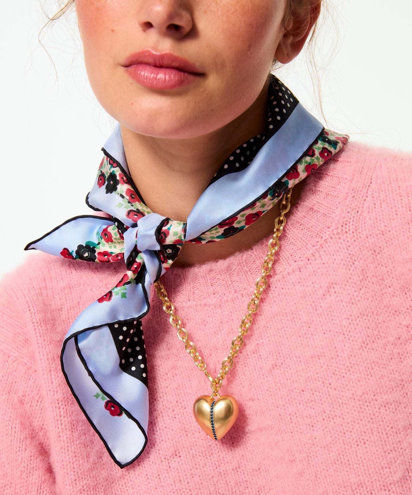 The Sapphire Stripe Puffy Heart Pendant