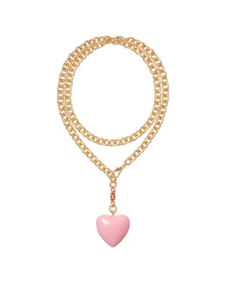 The Happy Heart Necklace in Pink