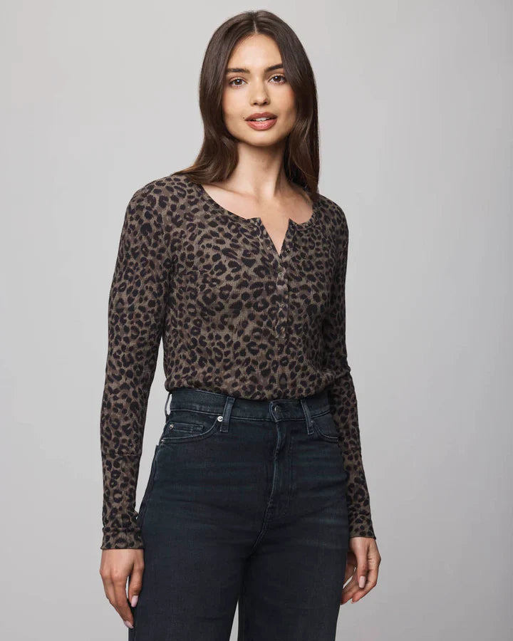 Leo Forever Henley in Leopard Print