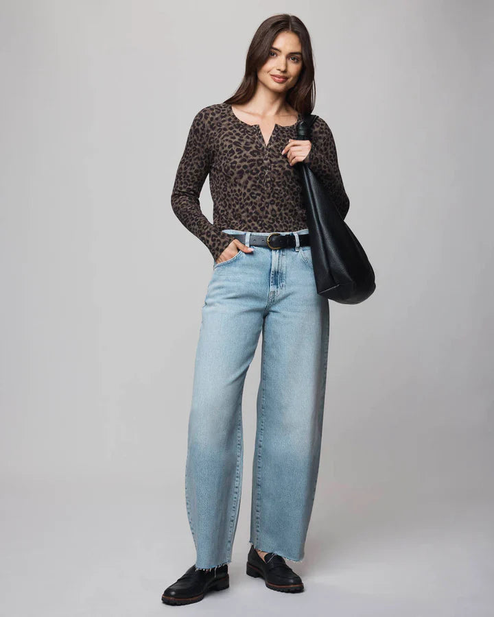 Leo Forever Henley in Leopard Print