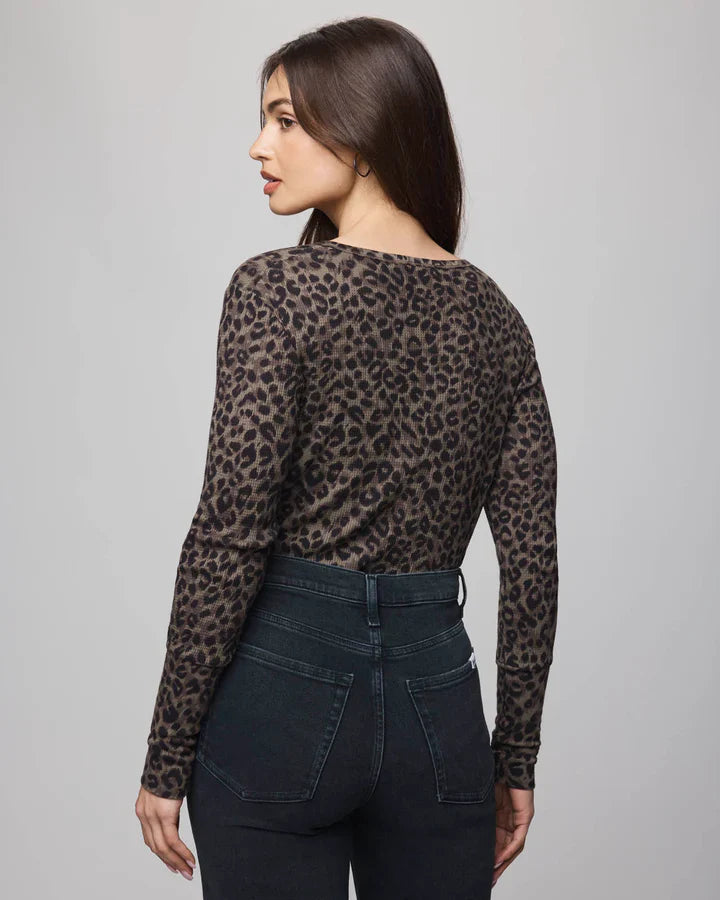 Leo Forever Henley in Leopard Print