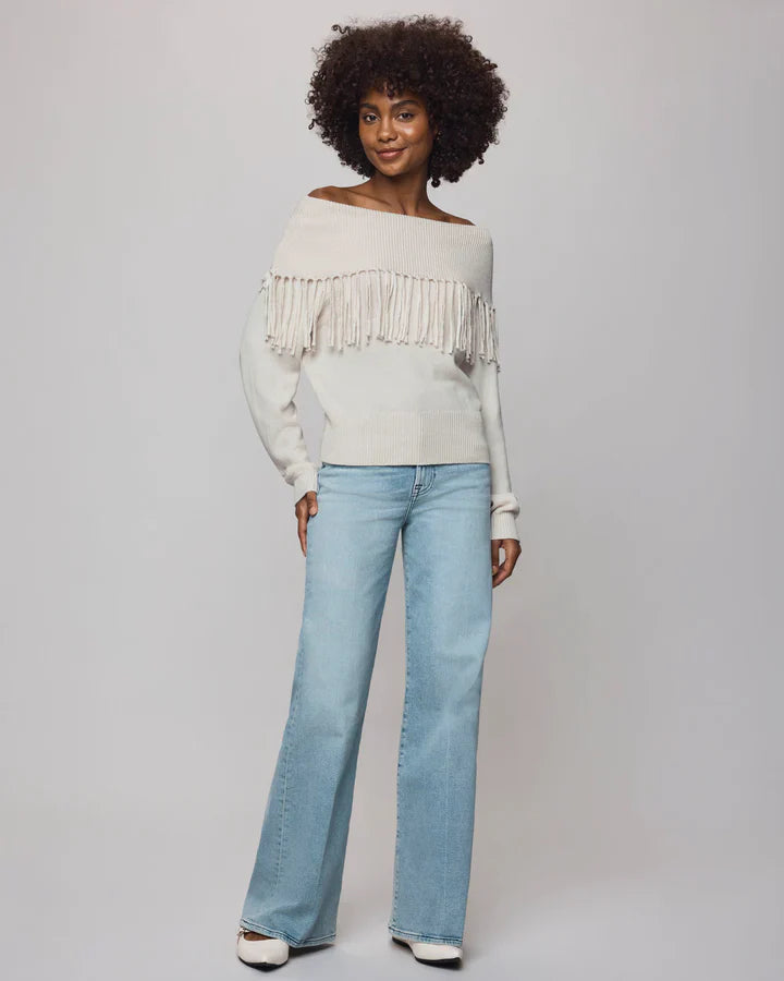 Simone Fringe Sweater in Pale Oak