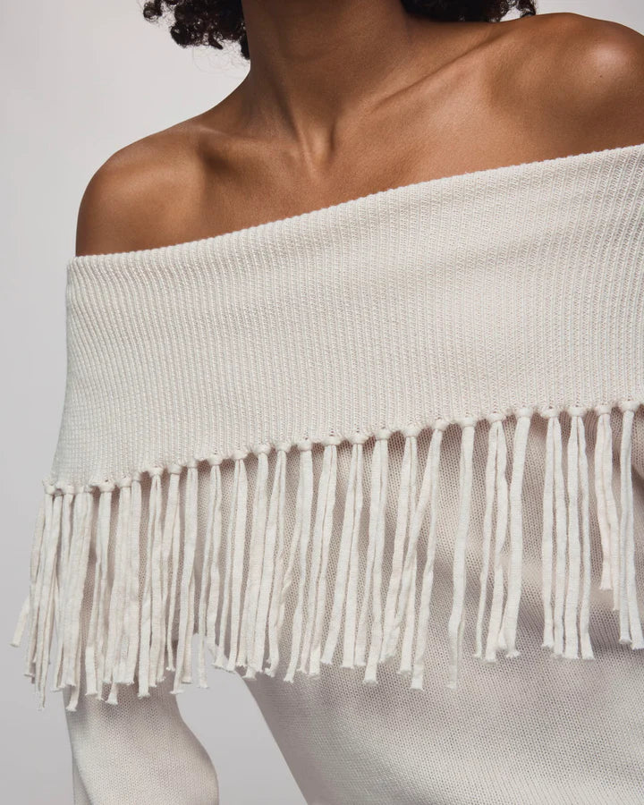 Simone Fringe Sweater in Pale Oak