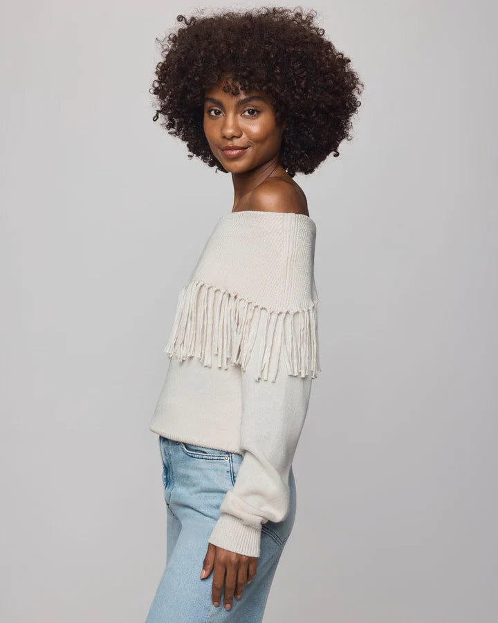 Simone Fringe Sweater in Pale Oak