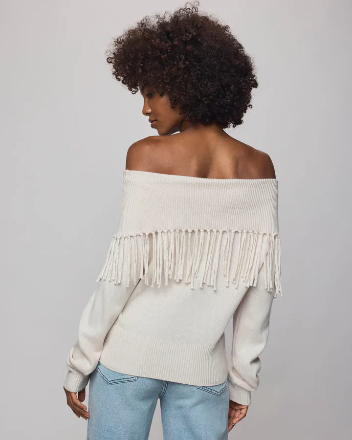 Simone Fringe Sweater in Pale Oak
