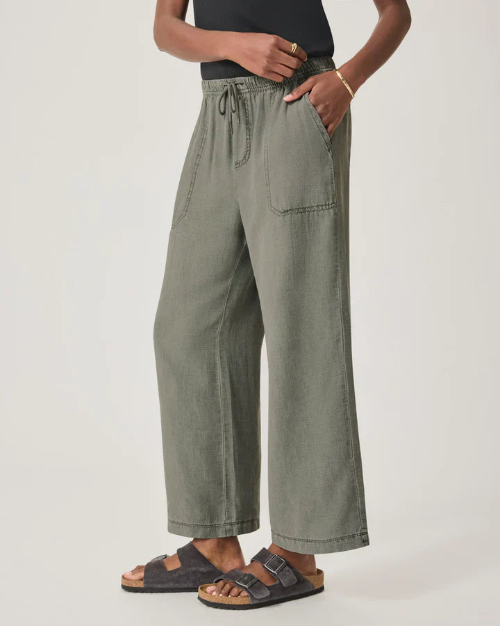 Angie Crop Wide Leg Pant in Soft Vintage Olive Branch