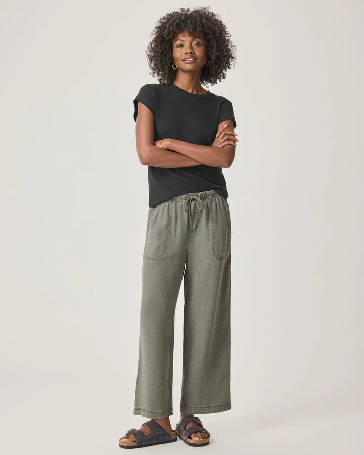 Angie Crop Wide Leg Pant in Soft Vintage Olive Branch