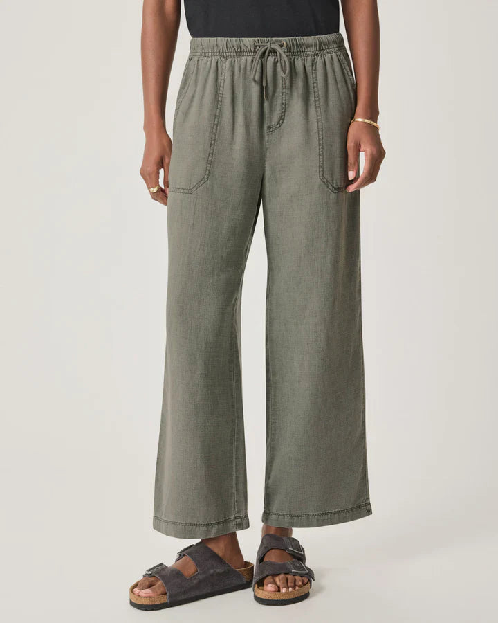 Angie Crop Wide Leg Pant in Soft Vintage Olive Branch