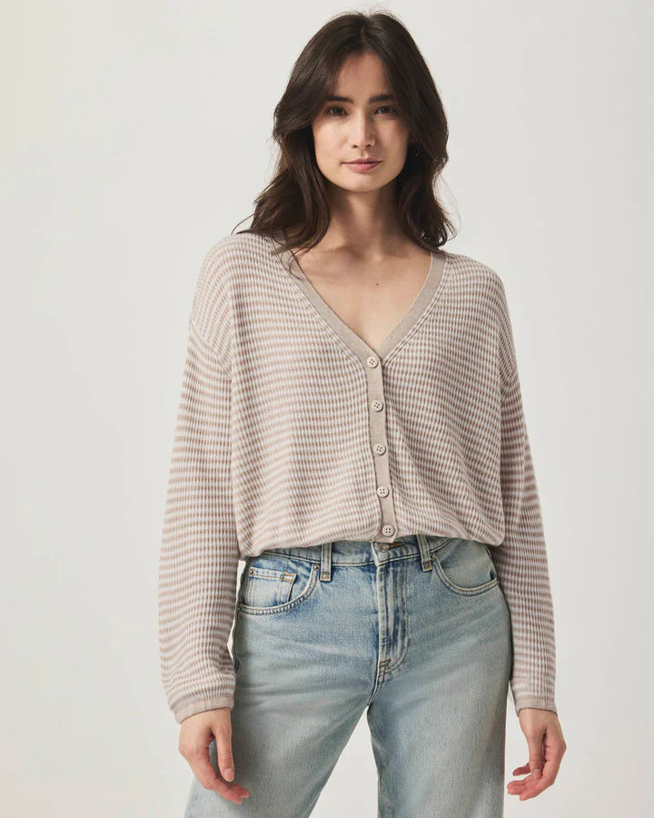 Bri Striped Cardigan in Fawn Stripe