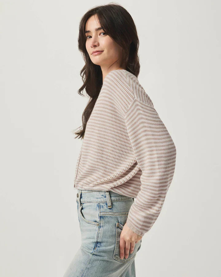 Bri Striped Cardigan in Fawn Stripe