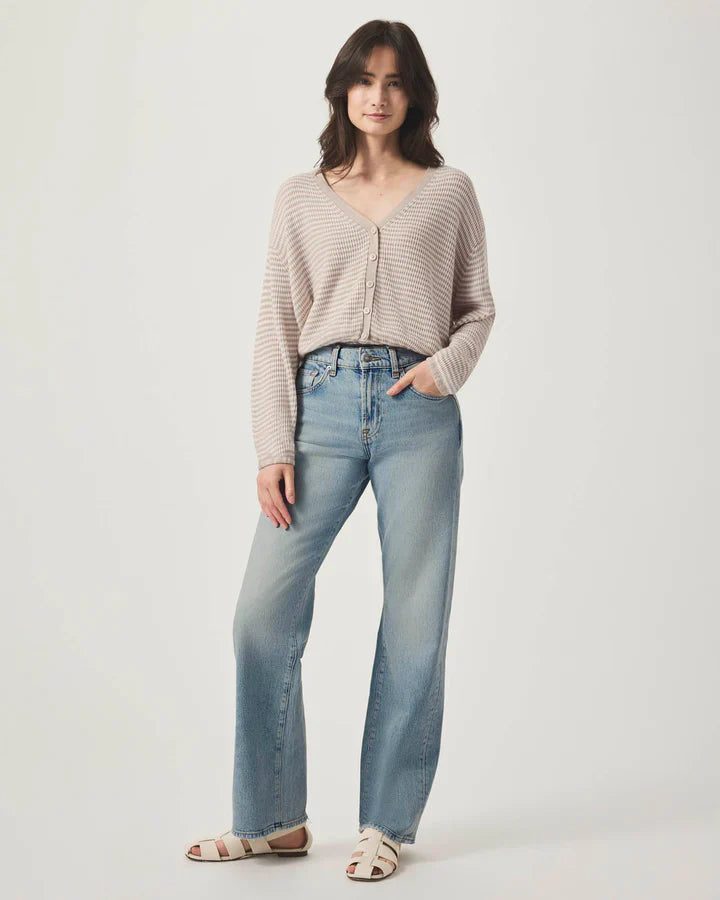 Bri Striped Cardigan in Fawn Stripe