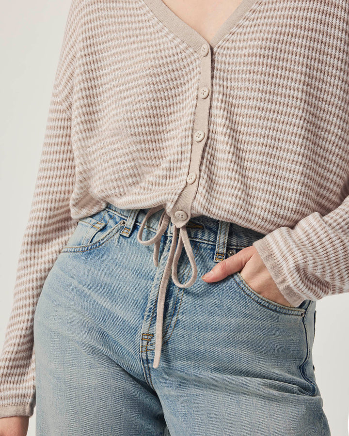 Bri Striped Cardigan in Fawn Stripe