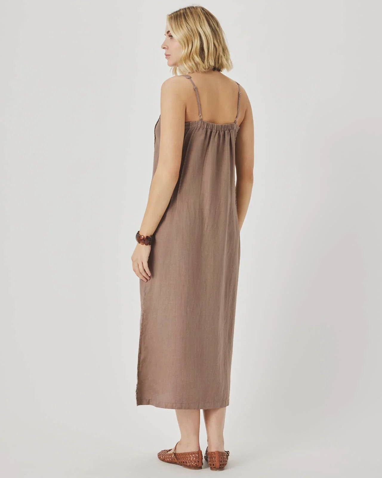Stella Linen Midi Dress in Wicker