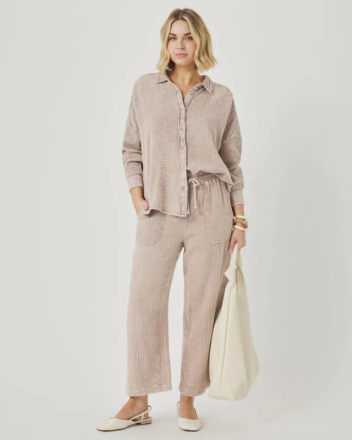 Ava Gauze Pant in Light Wicker