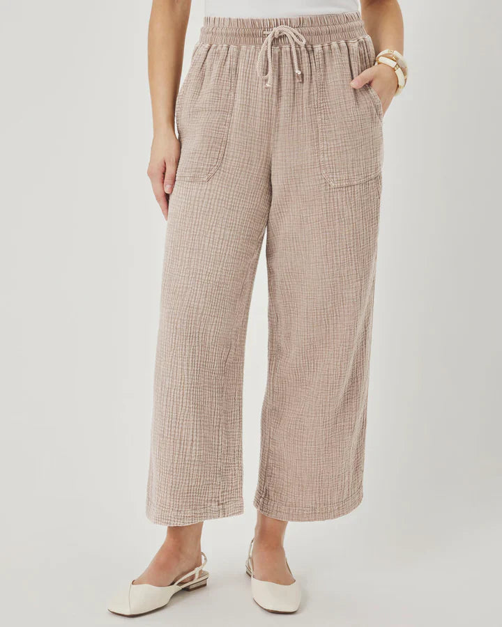 Ava Gauze Pant in Light Wicker