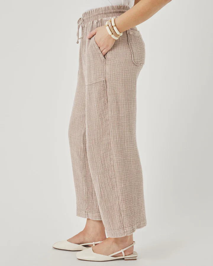 Ava Gauze Pant in Light Wicker