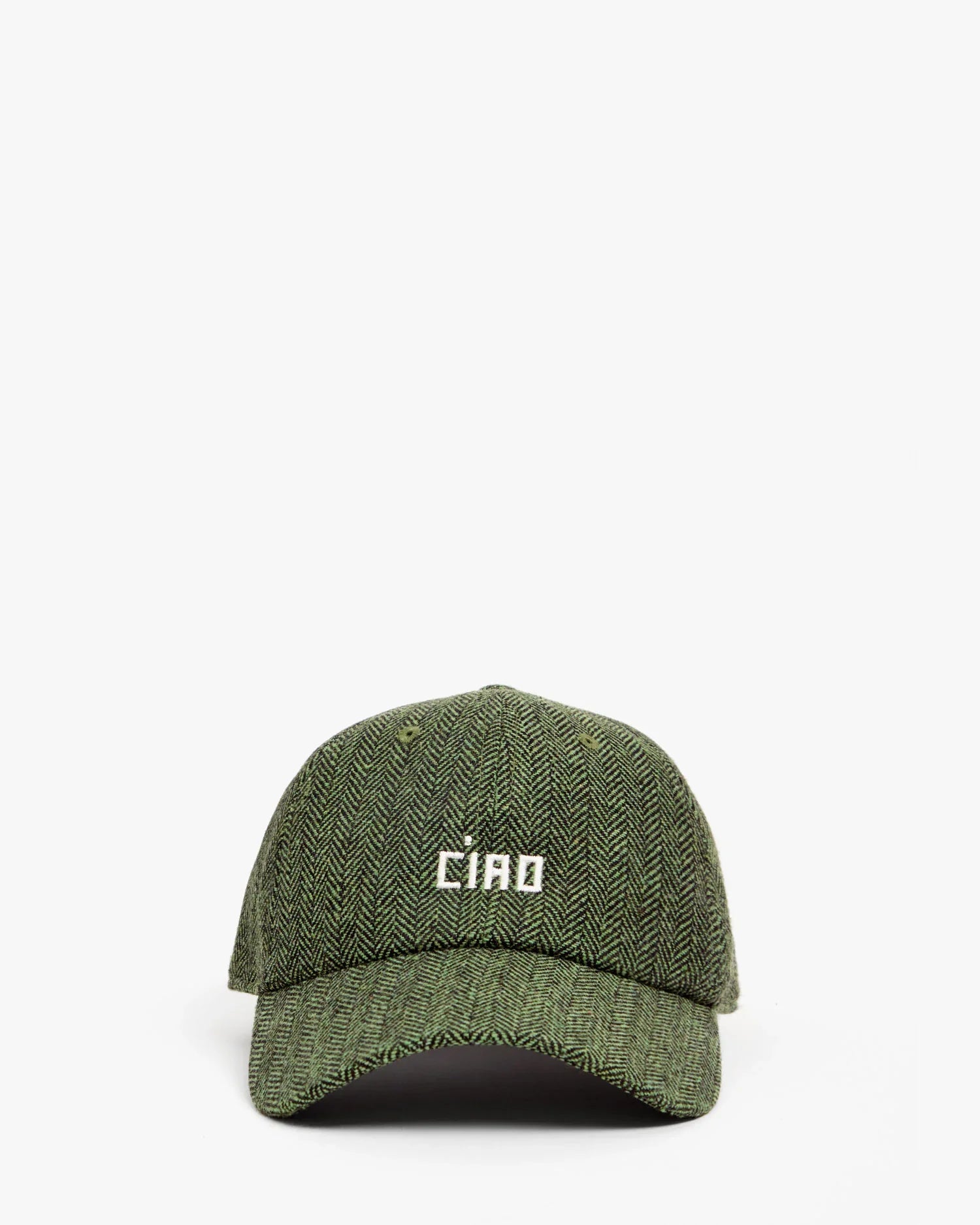 Wool Baseball Hat in Green/Black w/ Embroidered Petit Ciao
