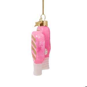 Glass Pink/Green Pickleball Ornament