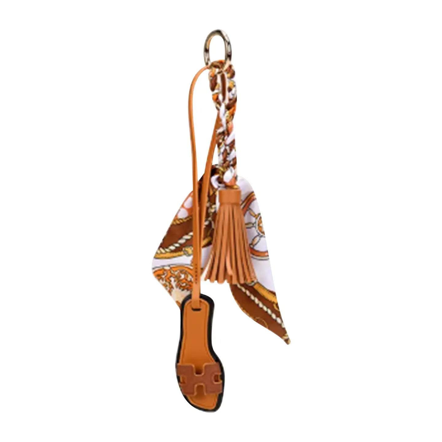 Designer Sandal w/ Scarf Bag Charm in Brown