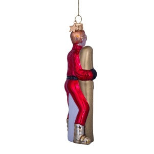 Glass Red Ski Boy Ornament