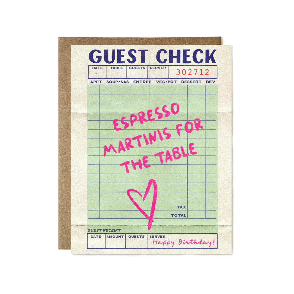 Espresso Martini Guest Check Card