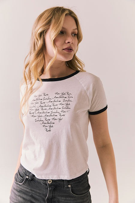 NY Paris Amsterdam London Tee in White