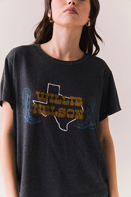 Willie Nelson Texas Boots Tee in Vintage Black