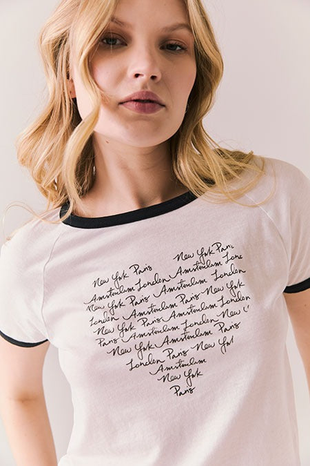 NY Paris Amsterdam London Tee in White