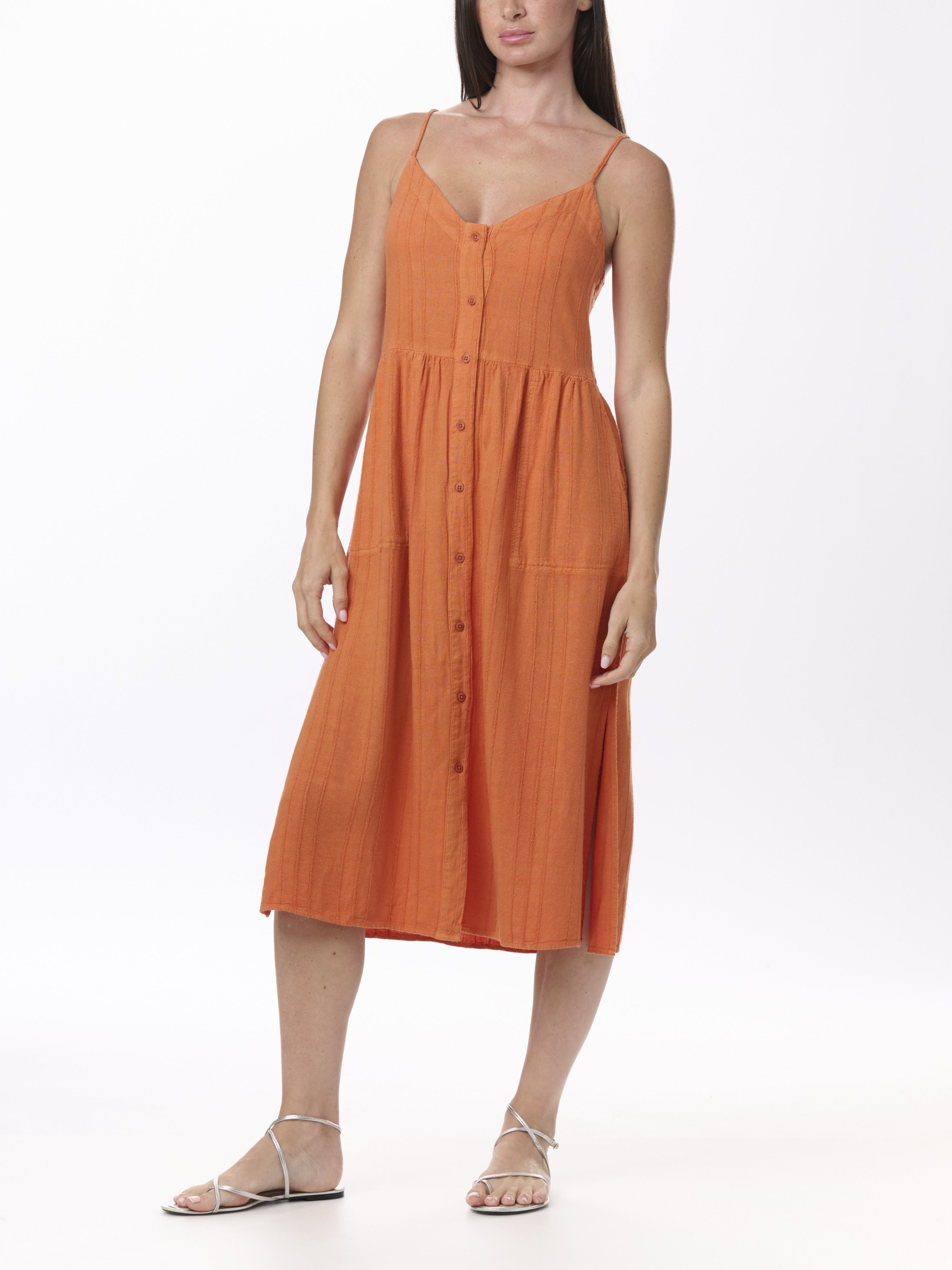 Gabrielle Button Down Dress in Orange Tiger