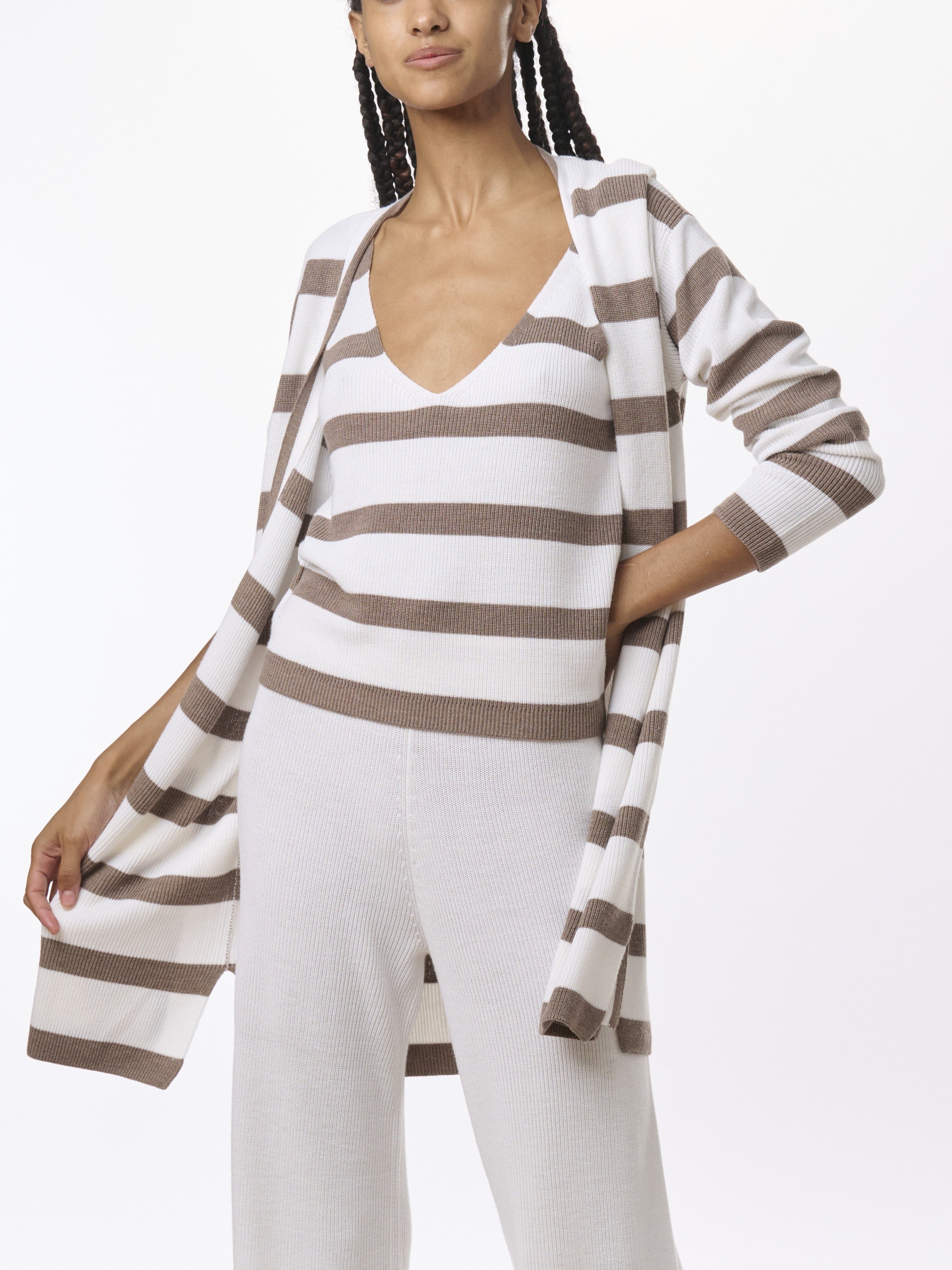 Octavia Open Cardigan in Pine Bark Stripe