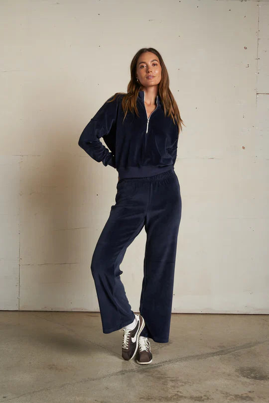 Kiva Velour Sweatshirt in Navy