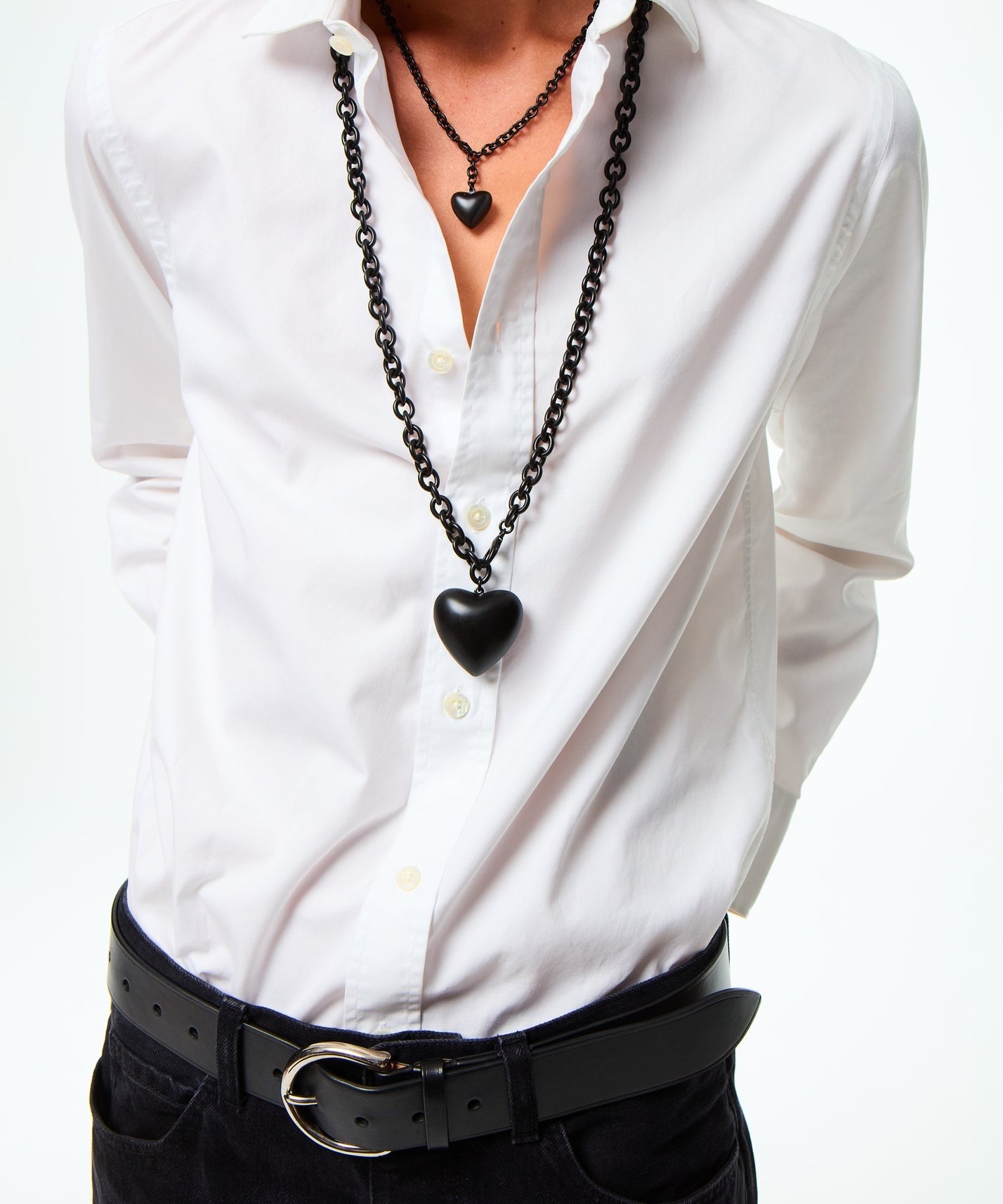The Puffy Heart Necklace in Black