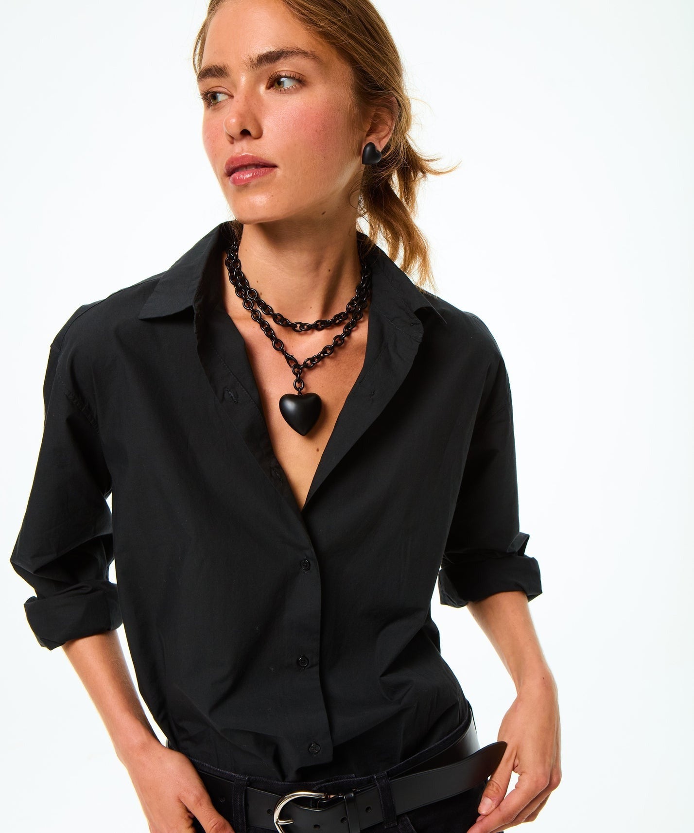 The Puffy Heart Necklace in Black